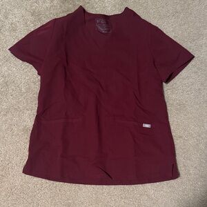 Figs Maroon Large V-Neck Scrub Top